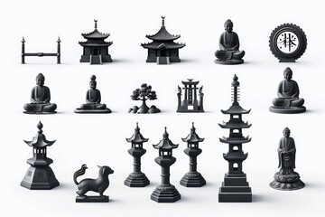 Canvas Print - A collection of statues with different shapes and sizes