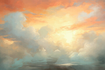 Wall Mural - serene sunset sky painting