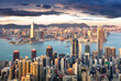 Hong Kong skyline from Victoria Peak on a sunny day