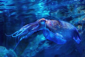 Squid Underwater Adventure in the Blue Ocean Sea World