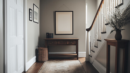 Frame & poster mockup, Hallway, entry foyer interior with frame mock up.