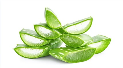 Wall Mural - Sliced ​​Aloe Vera leaves isolated on white background