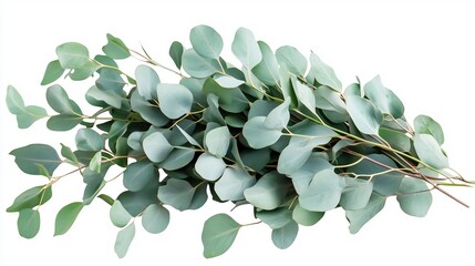 Sticker - eucalyptus leaves bouquet on a white background 