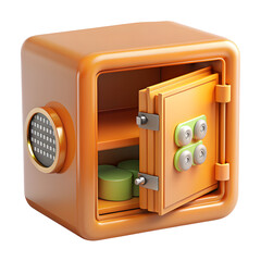 Open Safe with Gold Bars and Coins