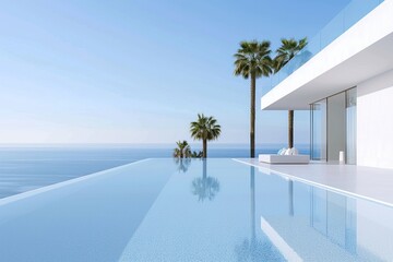 Wall Mural - Modern Villa with Infinity Pool overlooking the ocean