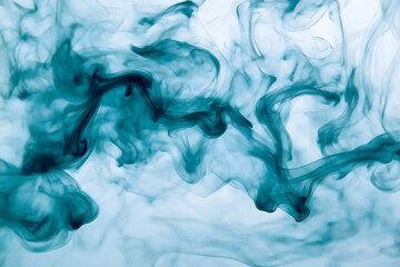 Wall Mural - Intricate Patterns of Teal and Blue Ink Swirling in Water: Raw Style Artistic Photography, background, wallpaper