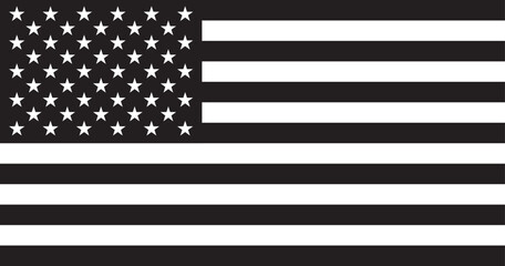 Monochrome, Blank and White Color American Flag, USA Flag, US Flag Illustration