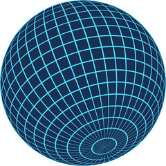 Wall Mural - y2k 3d wireframe ball, cyber tech abstract grid element object, futuristic geometry net pattern stru