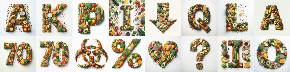 Healthy food Lettering Typeface. AI generated illustration