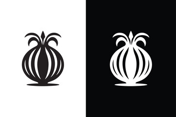 Canvas Print - Onion vector icon silhouette vegetable symbol. Onion silhouette icon isolated on white black background