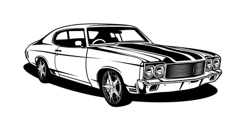 Vintage Car | Retro Car | American Sports Car | Classic Car | Antique Car | Car Lover | Vintage Car Collection | Old Car | Original Illustration | Vector and Clipart | Cutfile and Stencil