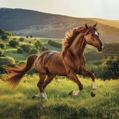 Wall Mural - Horse Running in a Meadow