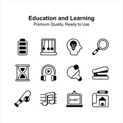 Wall Mural - Education and learning icons isolated on white backgroun