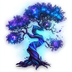 Sticker - A tree with purple leaves and a blue trunk