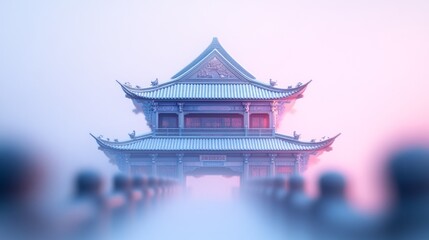 Posters of minimalist Tang Dynasty architectural forms, Olympic atmosphere 