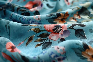 Sticker - Close-up shot of a colorful floral print fabric with intricate designs and patterns