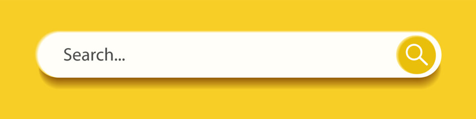 Wall Mural - 3d search bar internet browser engine on yellow background for ui design, website interface element 