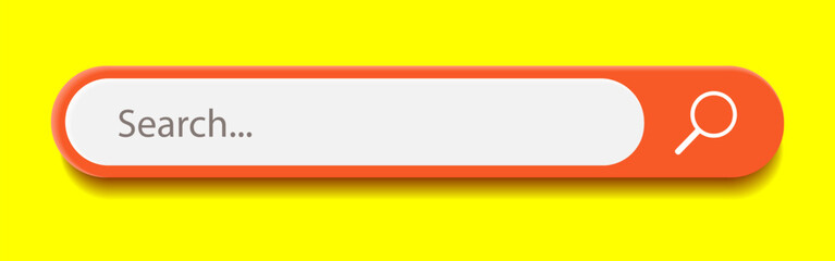 Wall Mural - 3d search bar internet browser engine on yellow background for ui design, website interface element 