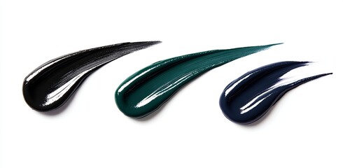 Wall Mural - Three different shades of green eyeliner are shown on a white background