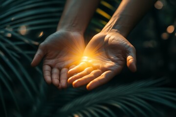 Christian concept  hands in worship for eucharist therapy blessing, easter lent prayer background