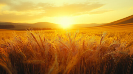 Wall Mural - sunlight shining on golden wheat fields, symbolizing a natural harvest and the beauty of agriculture