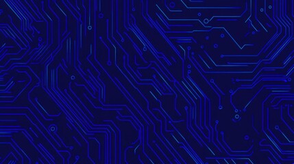 Wall Mural - A futuristic futuristic illustration of a digital circuit board on a technology blue background. Articulated circuits and dots on a navy blue gradient background with a concept of AI innovation.