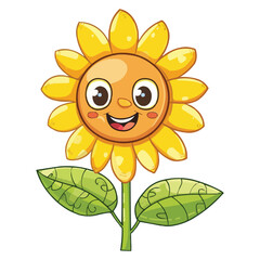 Wall Mural - Cute Happy cartoon Sunflower vector