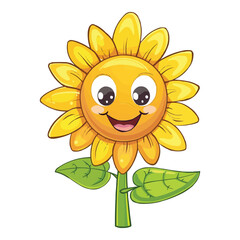 Canvas Print - Cute Happy cartoon Sunflower vector