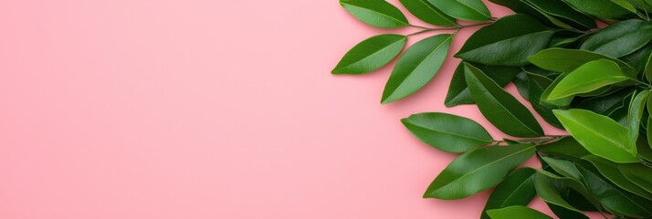 Sticker - Serene Green Foliage on Blush Background - Simple and Elegant Botanical Concept for Design Inspiration, Generative Ai