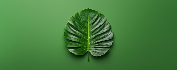 Wall Mural - Minimalist Tropical Leaf on Solid Monochromatic Background, Generative Ai