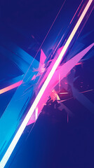 Wall Mural - cyberpunk neon colors hi-tech geometric abstract background. Modern trendy emotional vertical anime art. Energy expression. social media post graphic element, print, wallpaper. Generative Ai content
