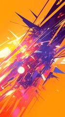 Wall Mural - cyberpunk neon colors hi-tech geometric abstract background. Modern trendy emotional vertical anime art. Energy expression. social media post graphic element, print, wallpaper. Generative Ai content