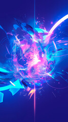Wall Mural - cyberpunk neon colors hi-tech geometric abstract background. Modern trendy emotional vertical anime art. Energy expression. social media post graphic element, print, wallpaper. Generative Ai content