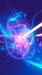 Wall Mural - cyberpunk neon colors hi-tech geometric abstract background. Modern trendy emotional vertical anime art. Energy expression. social media post graphic element, print, wallpaper. Generative Ai content