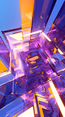 Wall Mural - cyberpunk neon colors hi-tech geometric abstract background. Modern trendy emotional vertical anime art. Energy expression. social media post graphic element, print, wallpaper. Generative Ai content