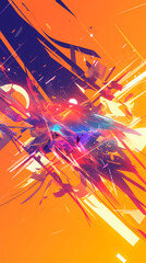 Wall Mural - cyberpunk neon colors hi-tech geometric abstract background. Modern trendy emotional vertical anime art. Energy expression. social media post graphic element, print, wallpaper. Generative Ai content