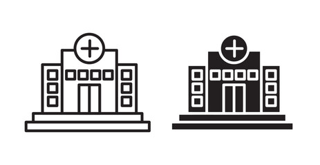 Wall Mural - Hospital vector icon in solid and outline style