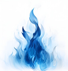 Wall Mural - artistic representation of blue flames on a white background