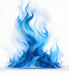 Wall Mural - colorful blue flames swirling in an abstract design against a white background