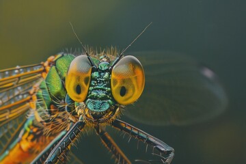 Poster - Close up of a dragonfly's compound eyes with intricate details