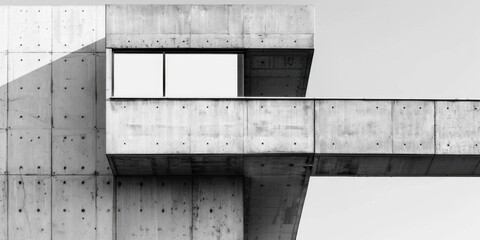 Poster - Black and white photograph of an old building's exterior