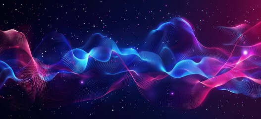 Wall Mural - Abstract Neon Wave Design on Dark Background