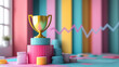© pattozher - Pastel trophy of success with pastel backdrop