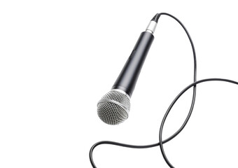 Microphone with cable, isolated on a transparent or white background