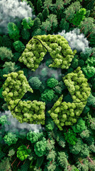 Canvas Print - Recycling symbol made of leaves