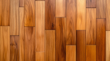 Poster - A background of polished wood floor planks showcasing a rich natural grain pattern with varying shades of brown and a subtle glossy finish 