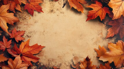 Textured autumn leaves background with space for copy space. The generation of AI