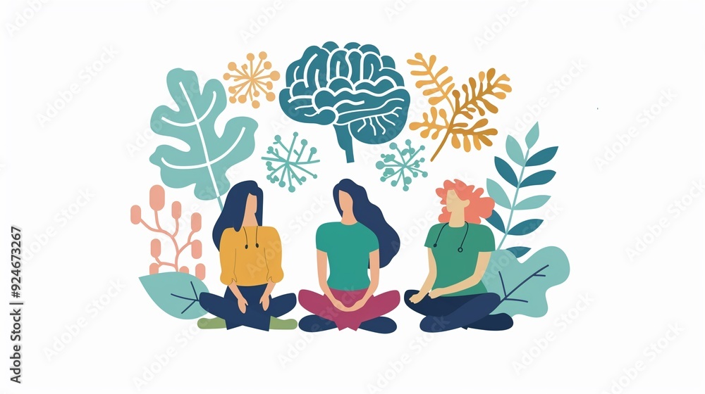 Student mental health awareness clipart, support network, flat art ...