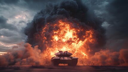 Wall Mural - Tank Under Fire.