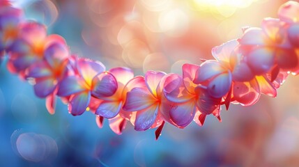 Captivating Close-up of a Traditional Lei with Vibrant Flower Gradients